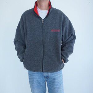 Vintage Perigee Sportswear Gray Red Fleece Zip Up Motor City '00 Golf Sweater L